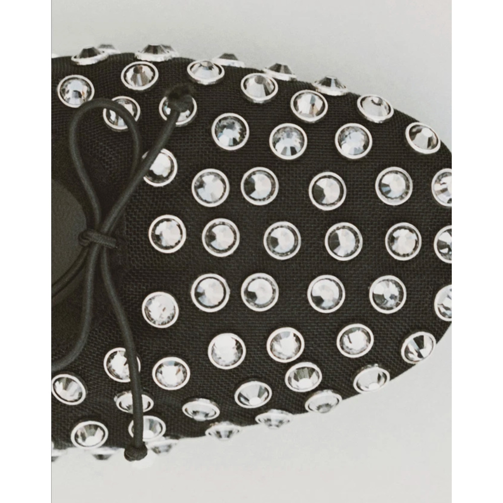 NEW MANGO MNG BLACK STUDDED RHINESTONE MESH BALLERINA BALLET FLATS SHOES 38 7.5 - Picture 6 of 14